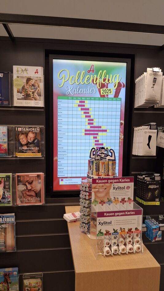 Ansicht eines digitalen Bildschirms in der Apotheke