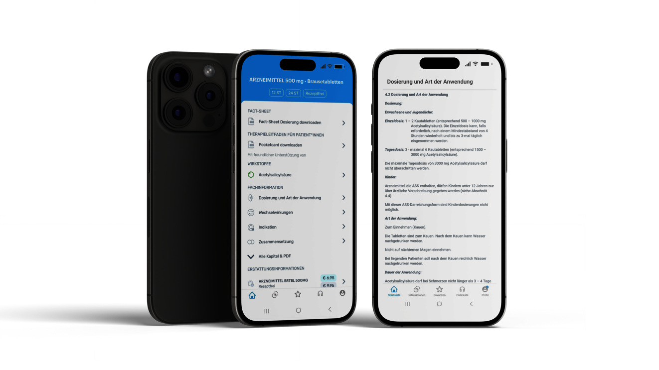 Stehendes dreiteiliges Handyelement mit Sicht auf zwei Screens