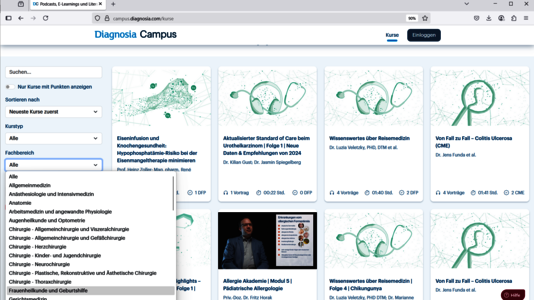 Ansicht einer spezifischen Landingpage
