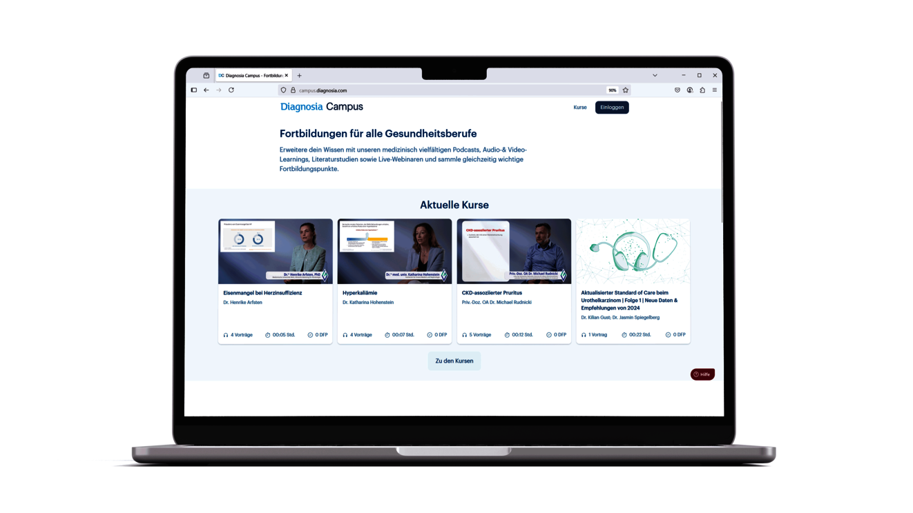 Vier Kacheln mit Personen sind auf einer Seite abgebildet