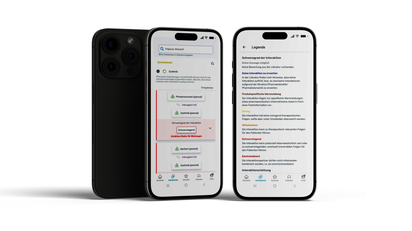 Stehendes dreiteiliges Handyelement mit Sicht auf zwei Screens